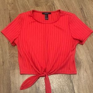 Red Crop top, twist tie in front.